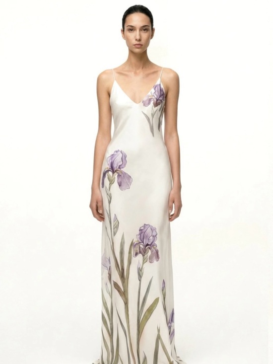 JW PEI Dresses & Skirts - JW PEI Ivory Satin Slip Dress - Iris Print